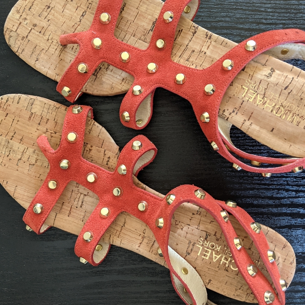 Michael kors Orange Studed Cork wedge sandals